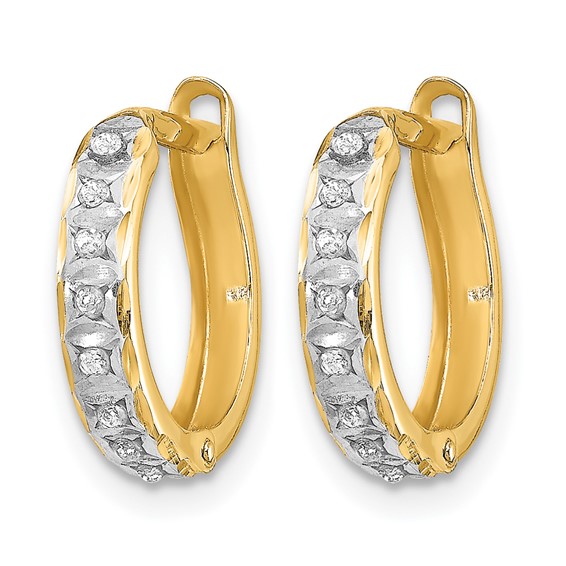 Gold Diamond Fascination Hinged Hoop Earrings