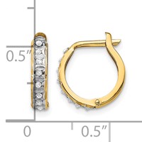 14K Diamond Fascination Diamond Dust Accent 2x13mm Round Hinged Hoop Earrings view 4