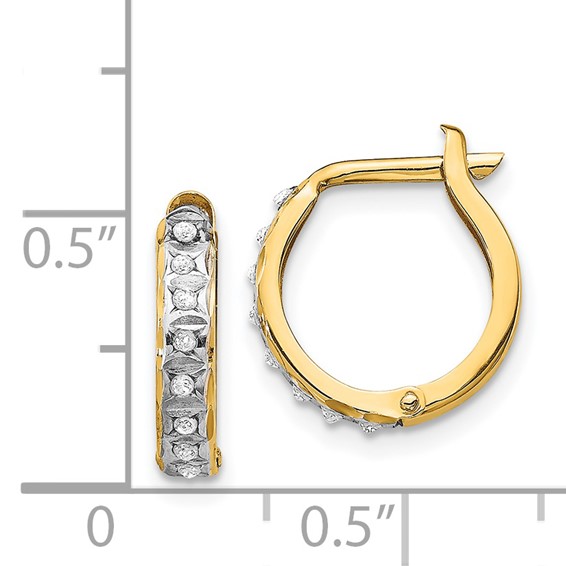 Gold Diamond Fascination Hinged Hoop Earrings