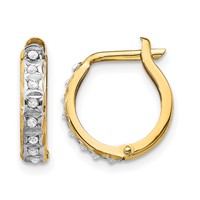 14K Diamond Fascination Diamond Dust Accent 2x13mm Round Hinged Hoop Earrings view 1