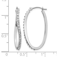 14K White Gold Diamond Fascination Diamond Dust Accent 1x 30mm Oval Twist Hoop Earrings view 4