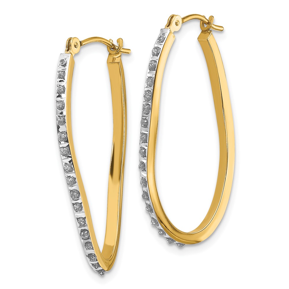 14k 14kt Yellow Gold Diamond Fascination Twist Hinged Hoop Earrings 30 ...