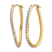 14K Yellow Gold Diamond Fascination Diamond Dust Accent 1x 30mm Oval Twist Hoop Earrings view 2