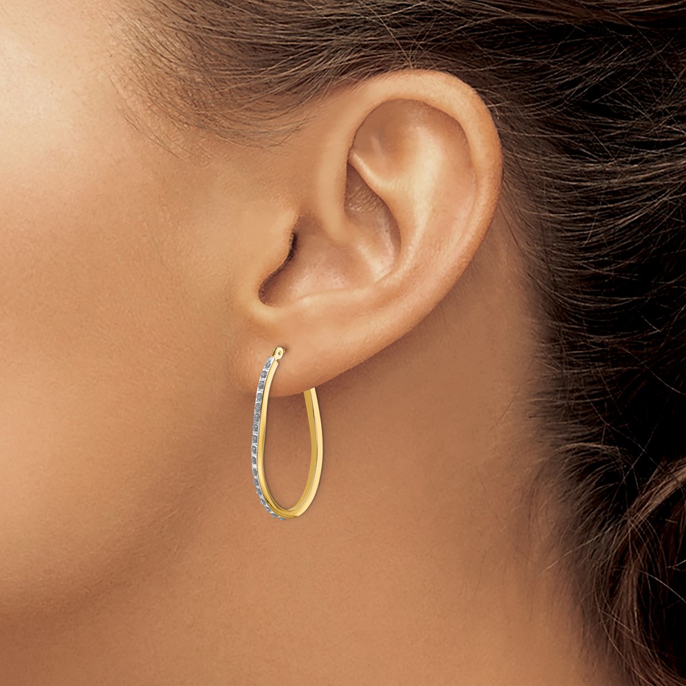 14k Diamond Fascination Twist Hinged Hoop Earrings (DF225)