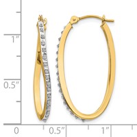 14K Yellow Gold Diamond Fascination Diamond Dust Accent 1x 30mm Oval Twist Hoop Earrings view 4