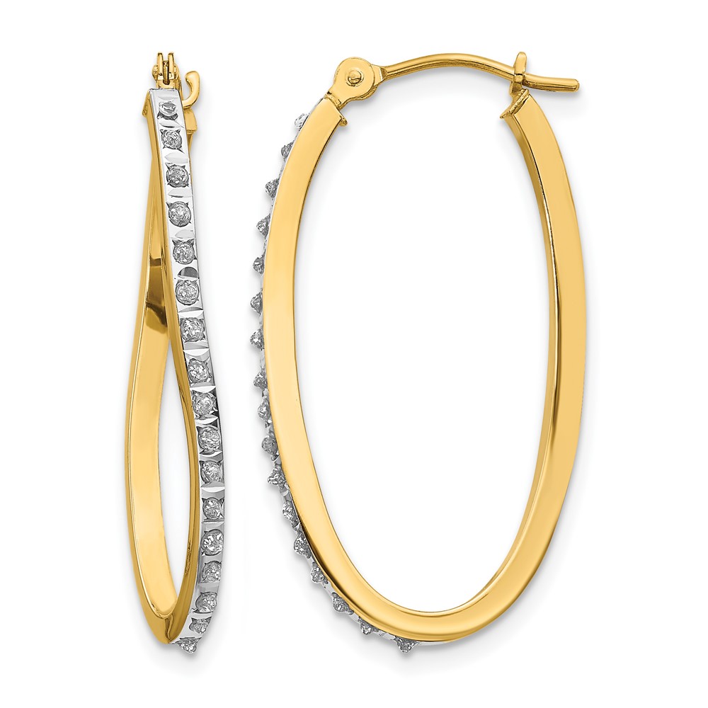 14k Diamond Fascination Twist Hinged Hoop Earrings (DF225)