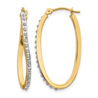 14K Yellow Gold Diamond Fascination Diamond Dust Accent 1x 30mm Oval Twist Hoop Earrings view 1