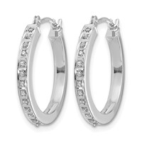 14K White Gold Diamond Fascination Diamond Dust Accent 2x 21mm Round Hoop Earrings view 2