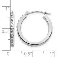 14K White Gold Diamond Fascination Diamond Dust Accent 2x 21mm Round Hoop Earrings view 4