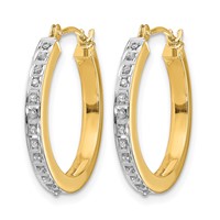 14K Yellow Gold Diamond Fascination Diamond Dust Accent 2x 21mm Round Hoop Earrings view 2