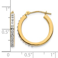 14K Yellow Gold Diamond Fascination Diamond Dust Accent 2x 21mm Round Hoop Earrings view 4