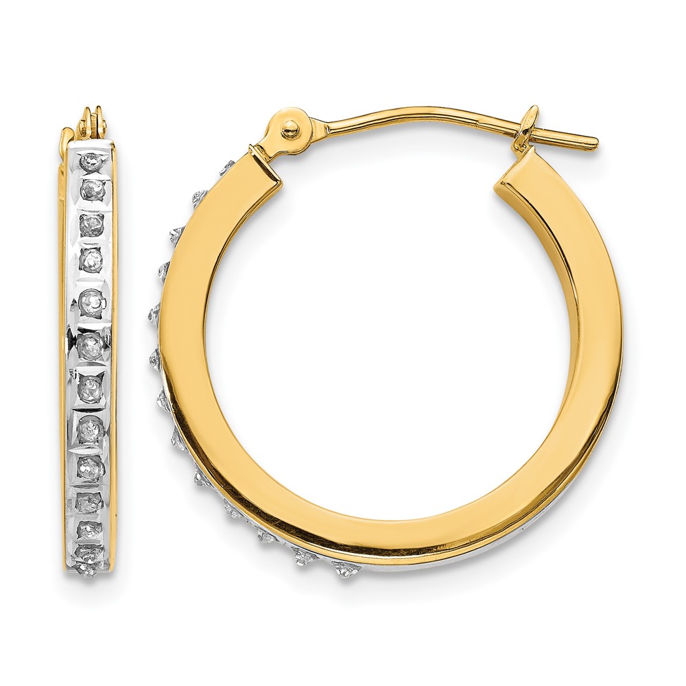 14k Diamond Fascination Round Hinged Hoop Earrings (DF230)
