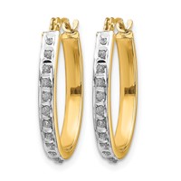 14K Yellow Gold Diamond Fascination Diamond Dust Accent 2x 19mm Oval Hoop Earrings view 2