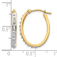 14K Yellow Gold Diamond Fascination Diamond Dust Accent 2x 19mm Oval Hoop Earrings view 4