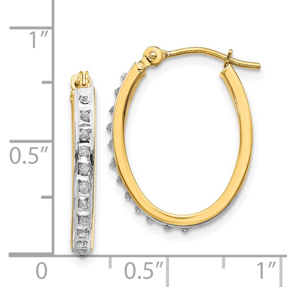 Gold Diamond Fascination Oval Hoop Earrings