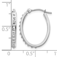 14K White Gold Diamond Fascination Diamond Dust Accent 2x 19mm Oval Hoop Earrings view 4