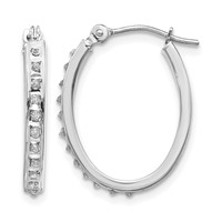 14K White Gold Diamond Fascination Diamond Dust Accent 2x 19mm Oval Hoop Earrings view 1