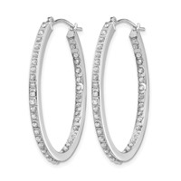 14K White Gold Diamond Fascination Diamond Dust Accent 2x 36mm Oval in Out Hoop Earrings view 2