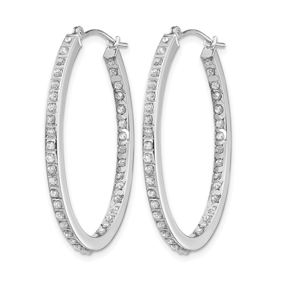 14k White Gold Diamond Fascination Diamond Dust/Accent 2x36mm Oval In/Out Hoop Earrings