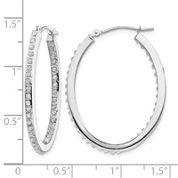 14K White Gold Diamond Fascination Diamond Dust Accent 2x 36mm Oval in Out Hoop Earrings view 4