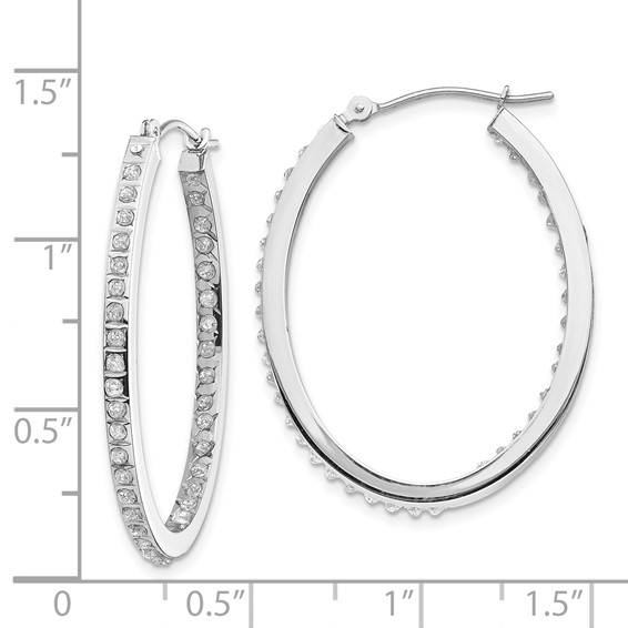 14k White Gold Diamond Fascination Diamond Dust/Accent 2x36mm Oval In/Out Hoop Earrings