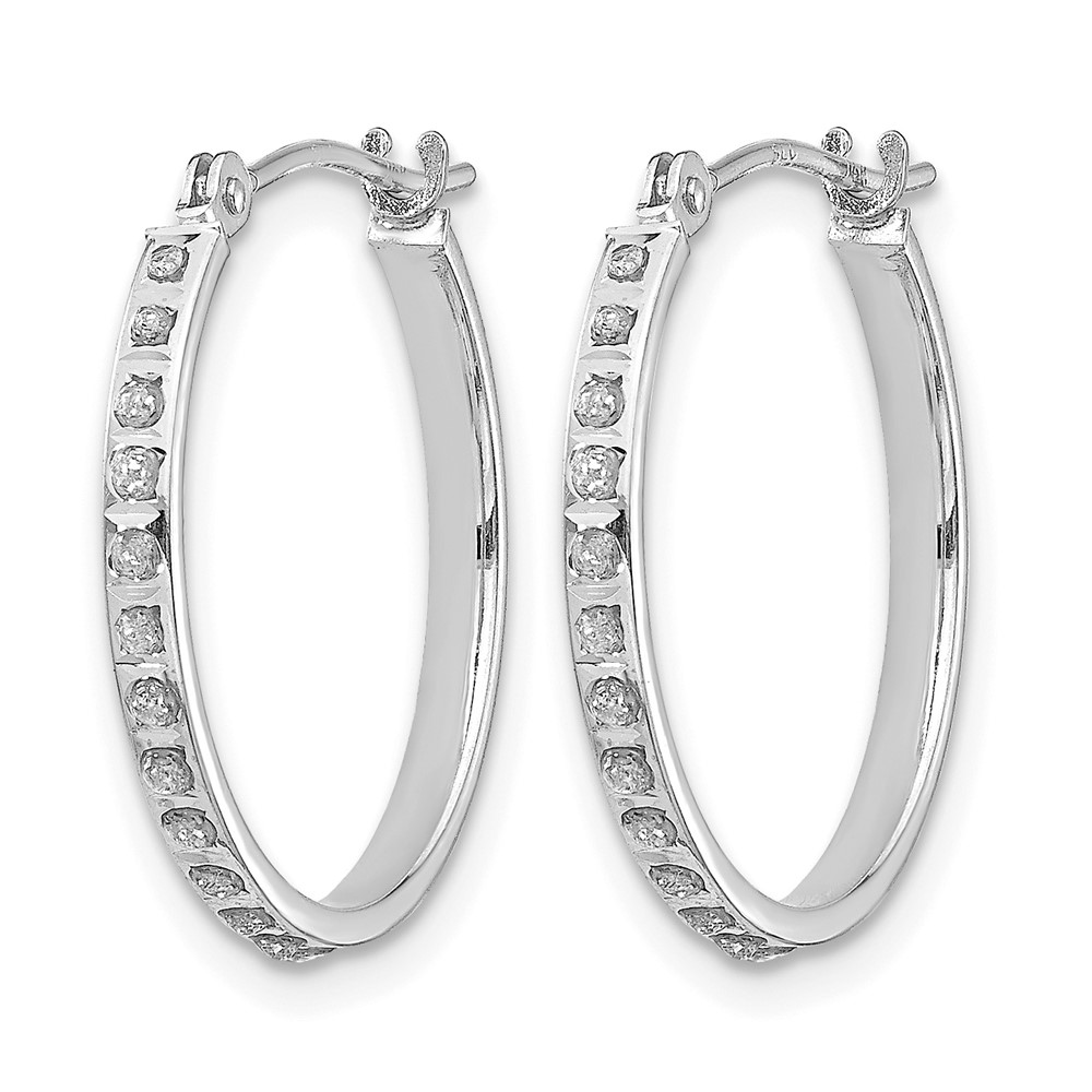 14k White Gold Diamond Fascination Round Hinged Hoop Earrings (DF241)