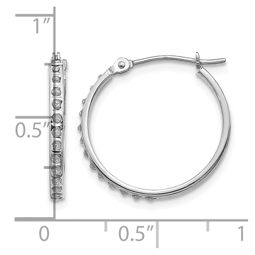 14k White Gold Diamond Fascination Round Hinged Hoop Earrings (DF241)