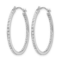 14K White Gold Diamond Fascination Diamond Dust Accent 2x 30mm Round Hoop Earrings view 2