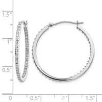 14K White Gold Diamond Fascination Diamond Dust Accent 2x 30mm Round Hoop Earrings view 4