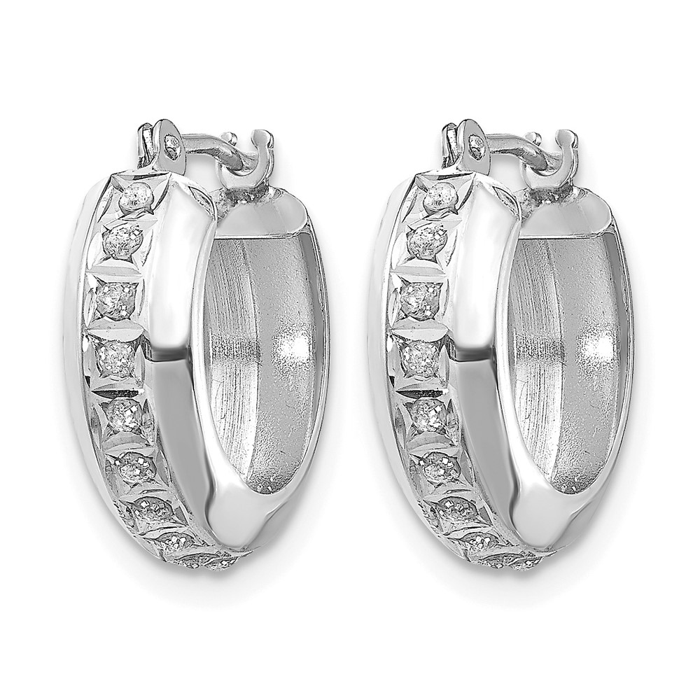 14k White Gold Diamond Fascination Round Hinged Hoop Earrings (DF252)