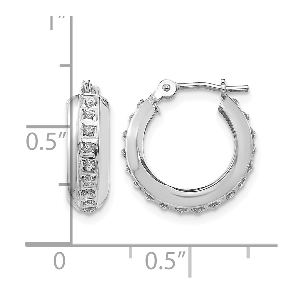 14k White Gold Diamond Fascination Round Hinged Hoop Earrings (DF252)