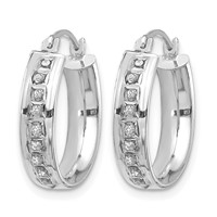 14K White Gold Diamond Fascination Diamond Dust Accent 5x 18mm Round Hoop Earrings view 2