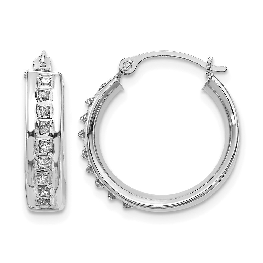 14k White Gold Diamond Fascination Round Hoop Earrings (DF254)