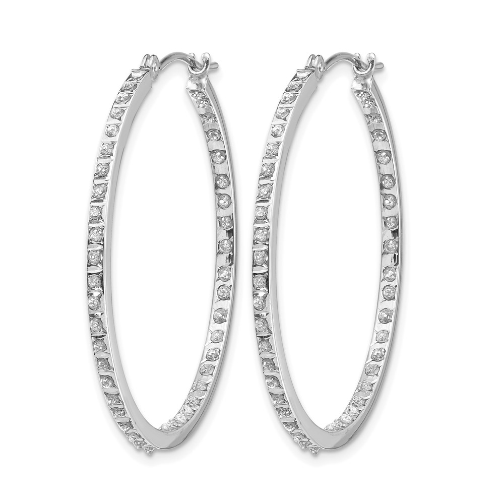 14k White Gold Diamond Fascination Round Hinged Hoop Earrings (DF255)