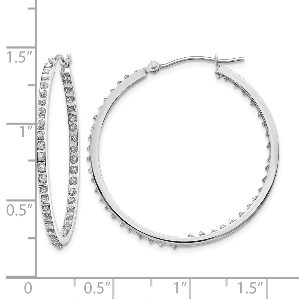 14k White Gold Diamond Fascination Round Hinged Hoop Earrings (DF255)