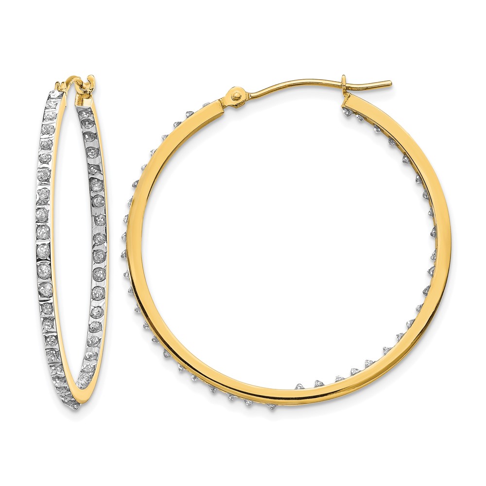 14k Diamond Fascination Round Hinged Hoop Earrings (DF256)