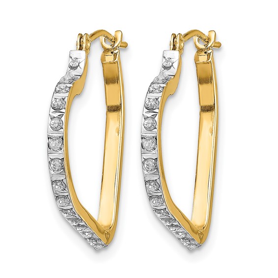 Gold Diamond Fascination Heart Hoop Earrings