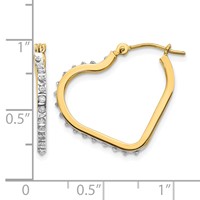 14K Yellow Gold Diamond Fascination Diamond Dust Accent Heart Hoop Earrings view 4