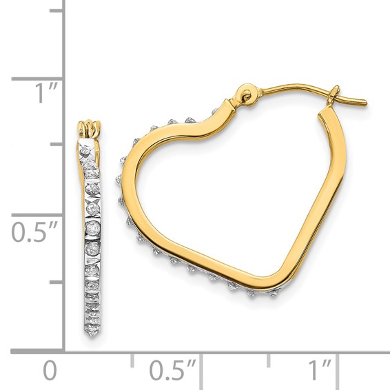 Gold Diamond Fascination Heart Hoop Earrings