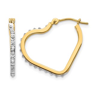Gold Diamond Fascination Heart Hoop Earrings