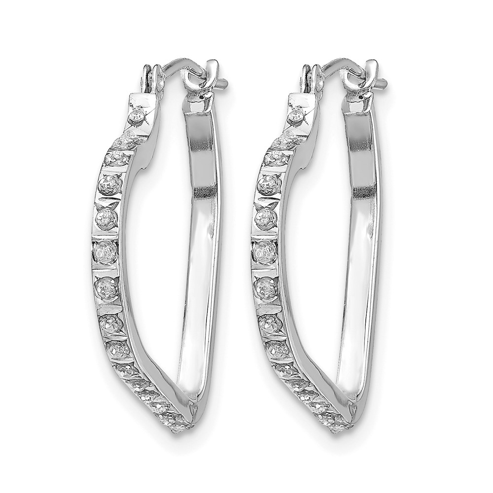 14k White Gold Diamond Fascination Heart Hoop Earrings (DF259)