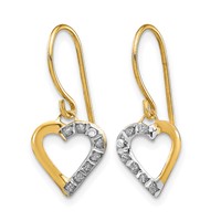 14K Yellow Gold Diamond Fascination Diamond Dust Accent Heart Dangle French Wire Earrings view 2