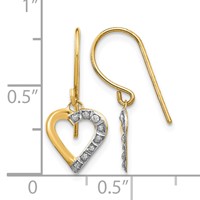 14K Yellow Gold Diamond Fascination Diamond Dust Accent Heart Dangle French Wire Earrings view 4