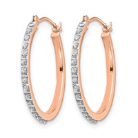 14K Rose Gold Diamond Fascination Diamond Dust Accent 2x 25mm Round Hoop Earrings view 2