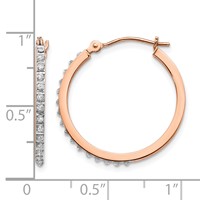 14K Rose Gold Diamond Fascination Diamond Dust Accent 2x 25mm Round Hoop Earrings view 4