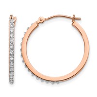 14K Rose Gold Diamond Fascination Diamond Dust Accent 2x 25mm Round Hoop Earrings view 1