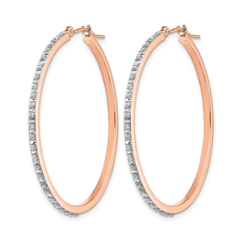 14k Rose Gold Diamond Fascination Round Hinged Hoop Earrings (DF269)