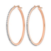 14K Rose Gold Diamond Fascination Diamond Dust Accent 2x 40mm Round Hoop Earrings view 2