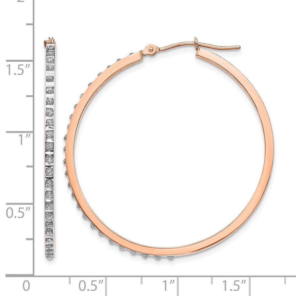 14k Rose Gold Diamond Fascination Round Hinged Hoop Earrings (DF269)