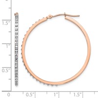 14K Rose Gold Diamond Fascination Diamond Dust Accent 2x 40mm Round Hoop Earrings view 4